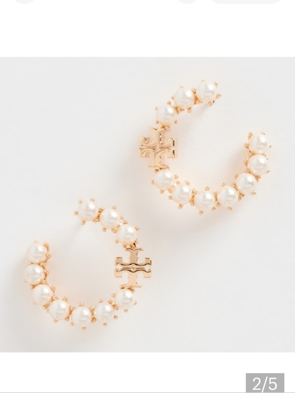 Tory Burch Kira Pearl And Logo Hoops Nwt - Picture 2 of 4